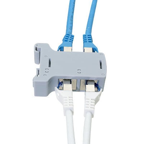 Adattatore per Guida DIN con 2 Accoppiatori Cat.6A RJ45 F/F, Schermato - 8