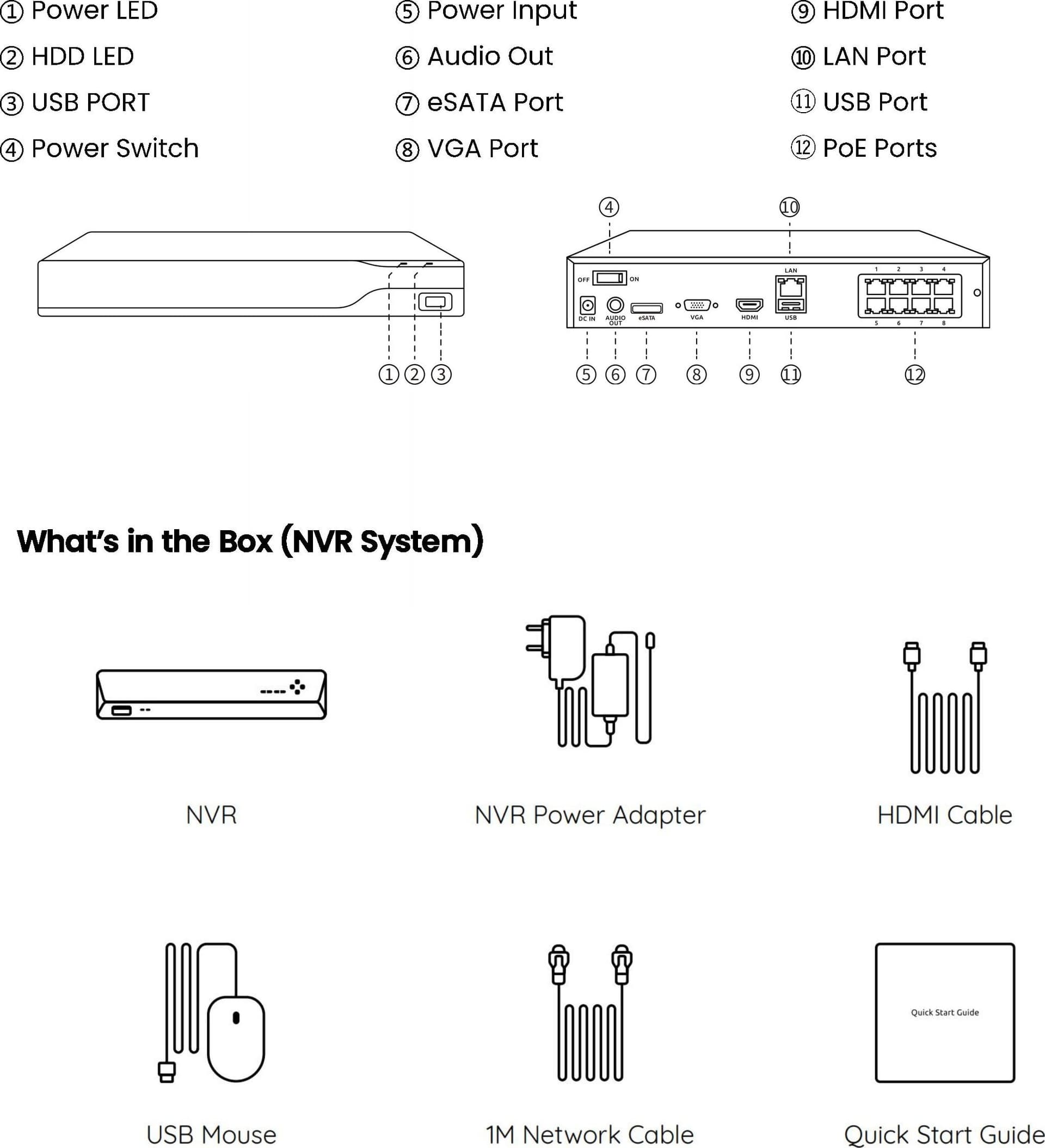 Videoregistratore NVR 8CH 16 MP Fino a 32 TB con HDMI e VGA, RP-PN8 - 12