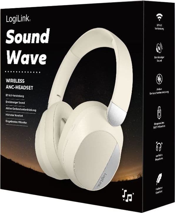 Cuffia Bluetooth V6.0 a Cancellazione Attiva del rumore ANC Beige - 2