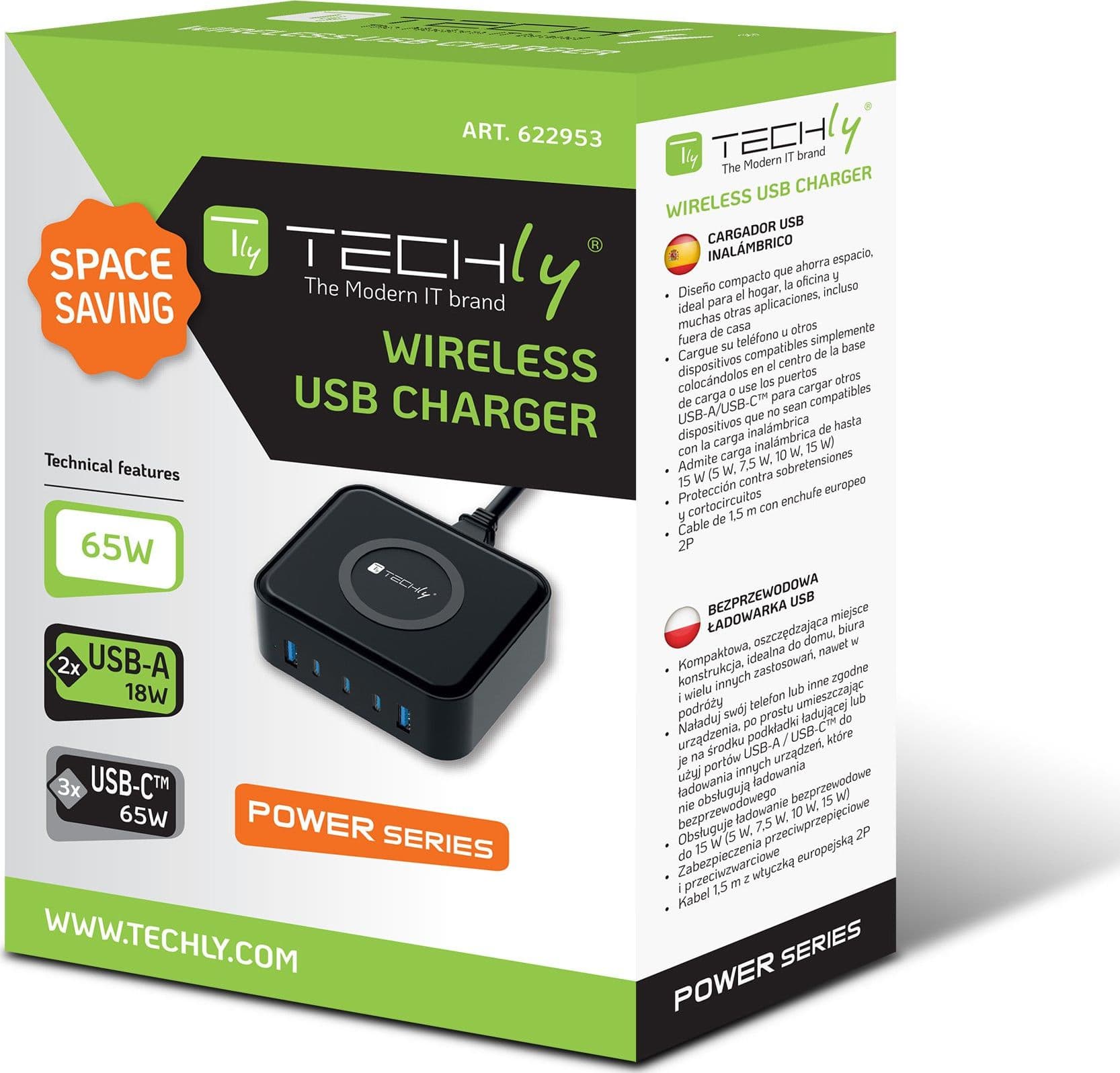 Stazione di Ricarica Wireless 65W 3xUSB-C&trade e 2xUSB-A - 2
