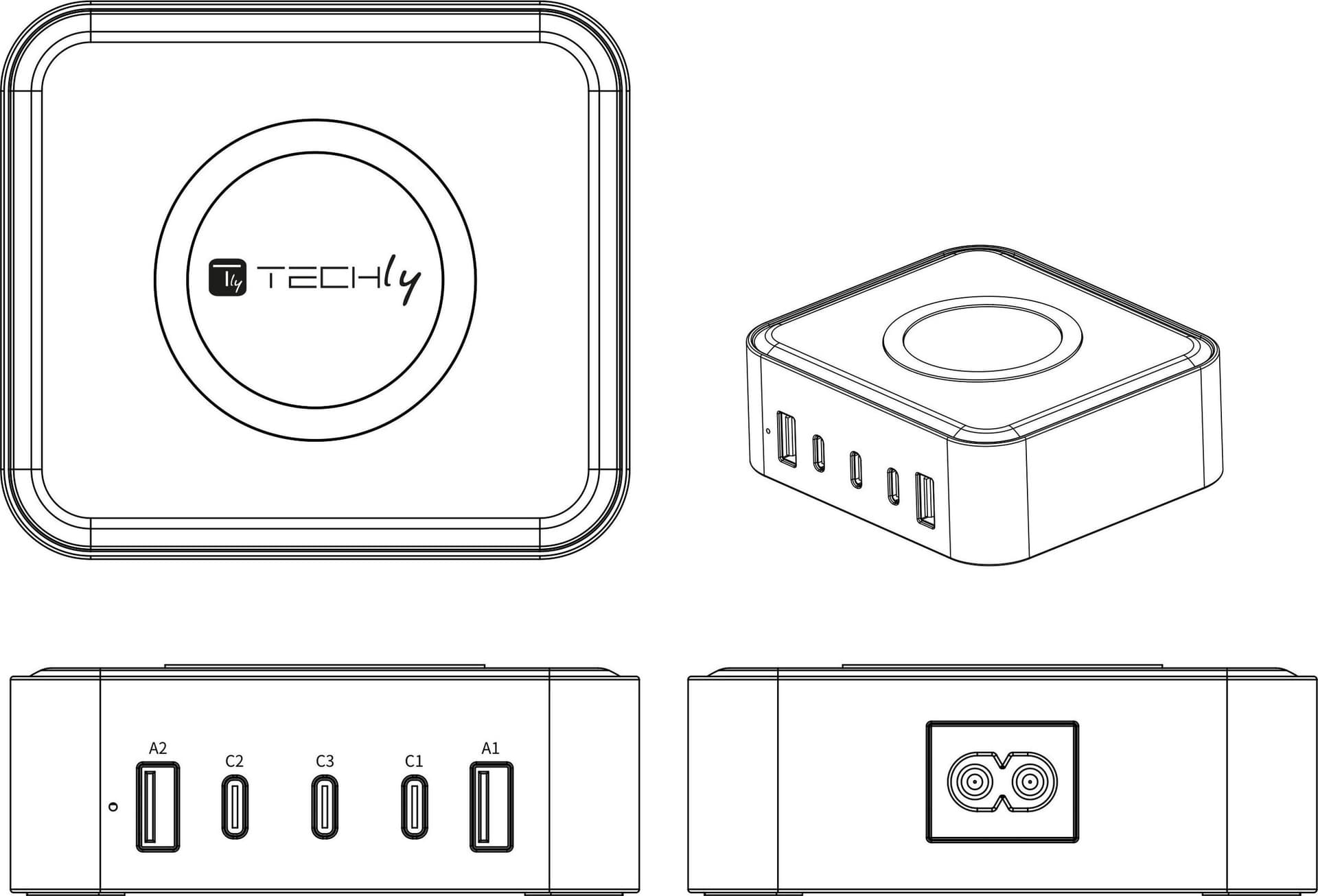 Stazione di Ricarica Wireless 65W 3xUSB-C&trade e 2xUSB-A - 14