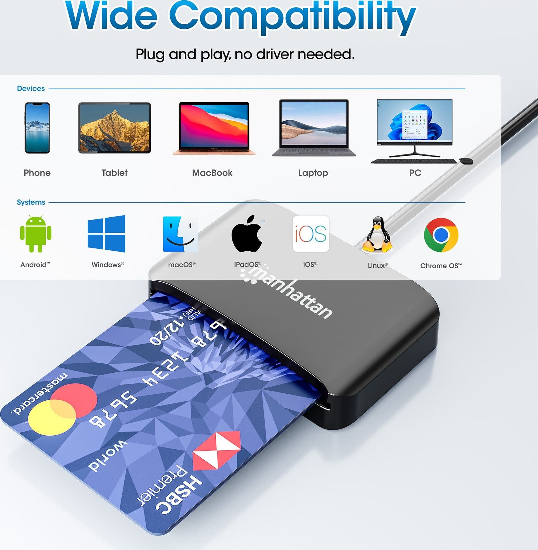 Lettore di Smart Card USB-C&trade con Slot per MicroSD - 4