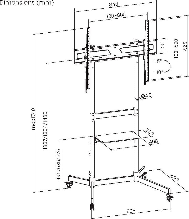 Supporto a Pavimento con Mensola per TV LCD/LED/Plasma 55-100'' - 7
