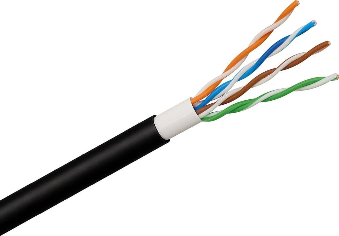 Cavo cat. 5E Rigido U/UTP Doppia Guaina PVC+PE in Matassa 500m Nero - 4