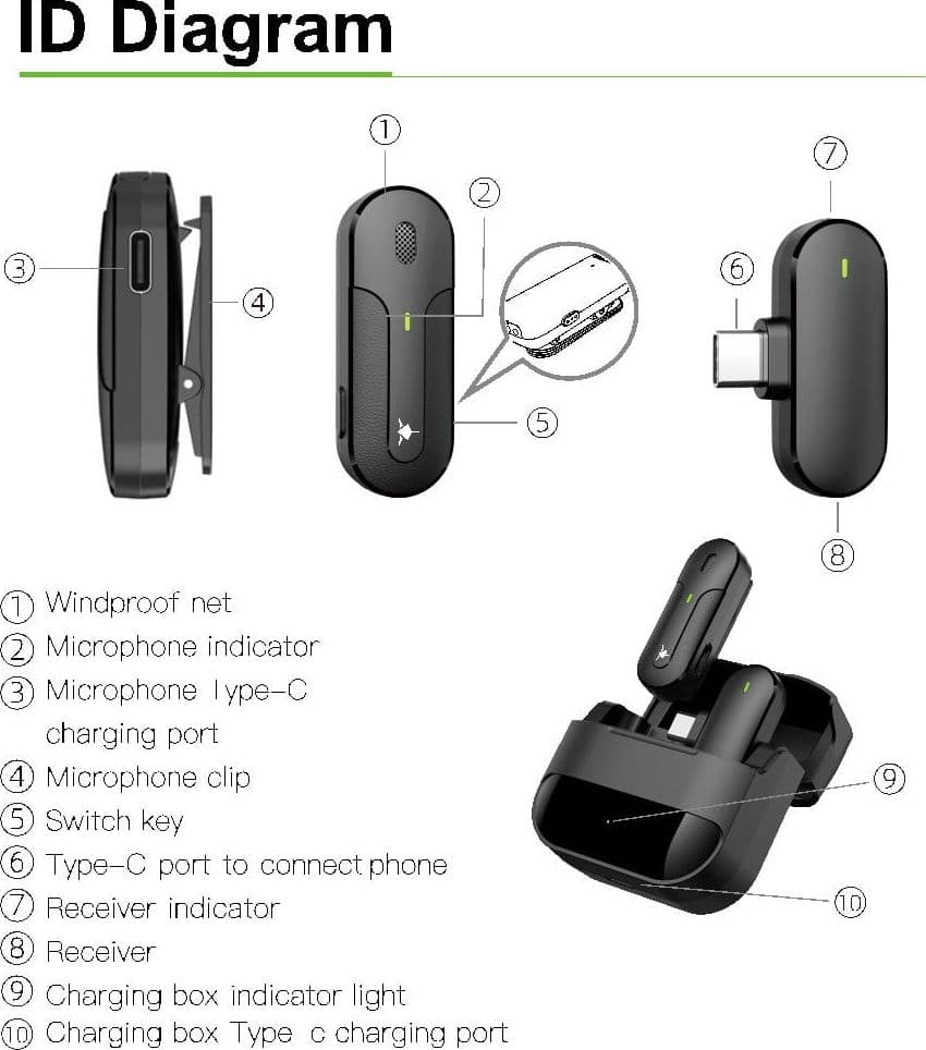 Set 2 Mini Microfoni Lavalier Wireless con Ricevitore USB-C&trade e Custodia di Ricarica, IKORO - 3