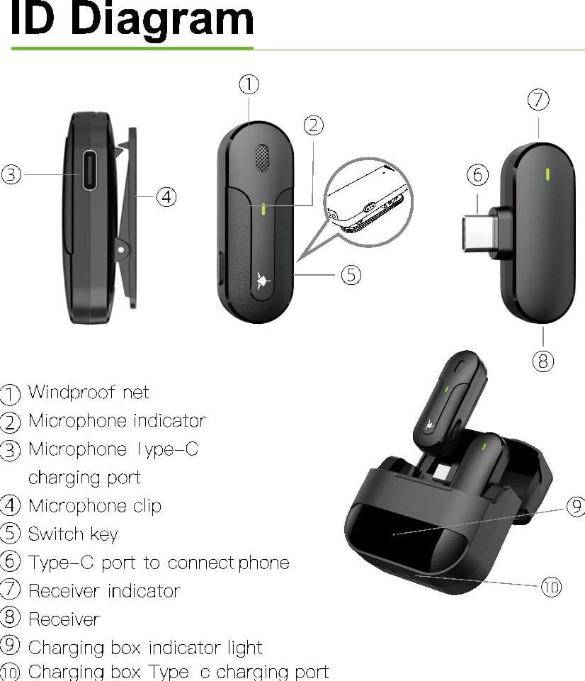 Set 2 Mini Microfoni Lavalier Wireless con Ricevitore USB-C&trade e Custodia di Ricarica, IKORO - 7