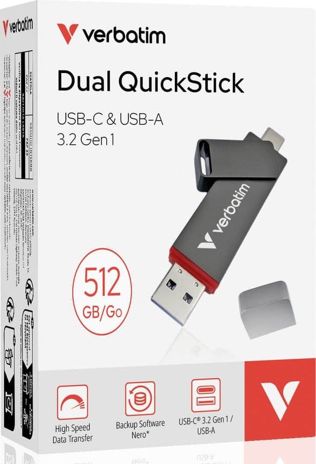 Memoria Dual USB-C/A 512 GB 3.2 Gen 1, Colore Grigio - 2