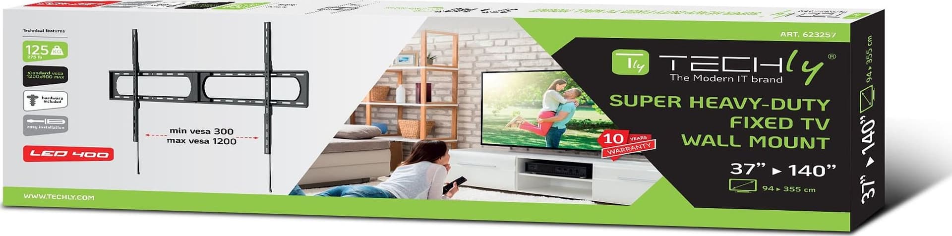 Supporto Fisso da Parete LED/LCD 37-140'' Nero - 11