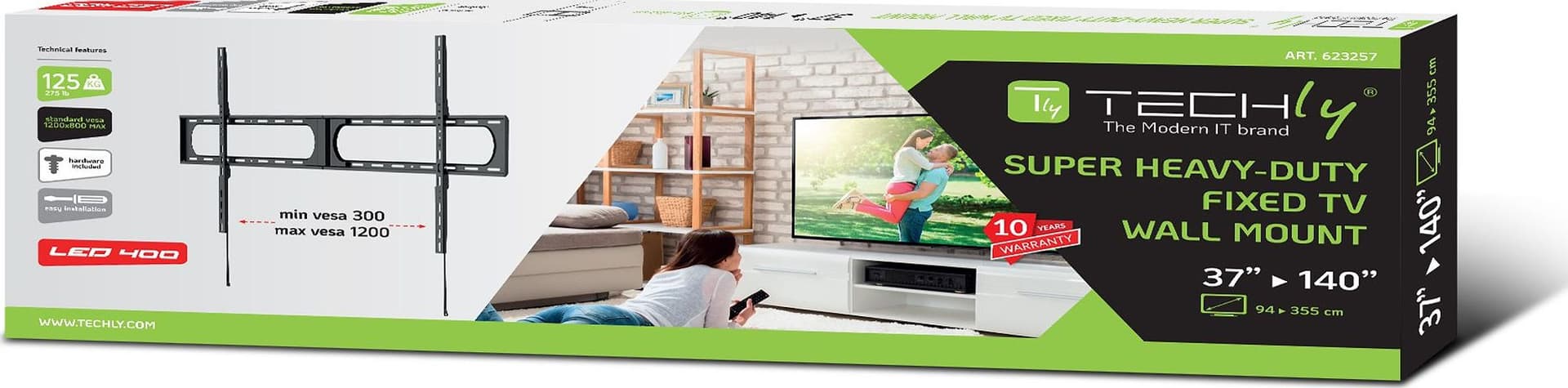 Supporto Fisso da Parete LED/LCD 37-140'' Nero - 10