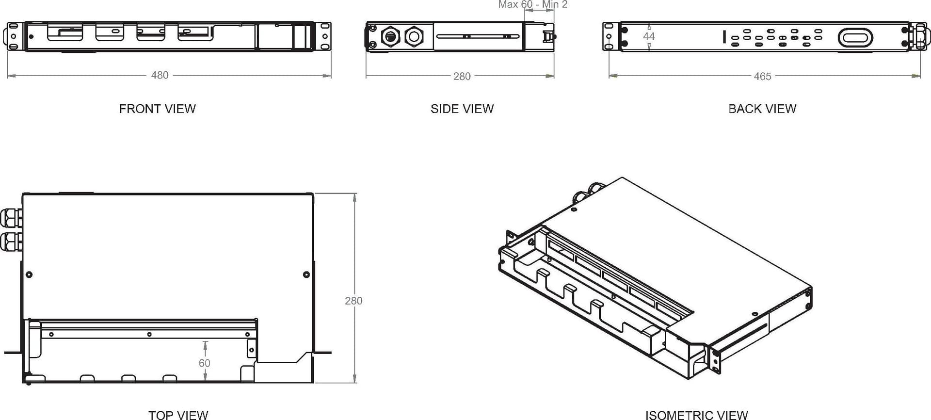 Cassetto ottico 19'' Pivot con Piastra Frontale per 24 LC Duplex/24 SC Simplex/24 E2000&reg Simplex, Nero - 2