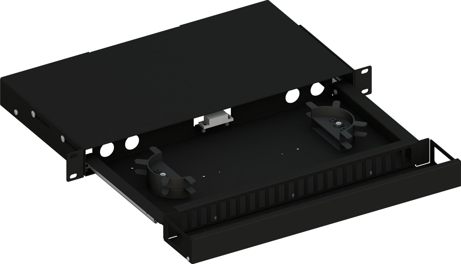 Cassetto Ottico 19'' Scorrevole con Piastra Frontale per 24 Bussole SC Duplex, Nero - 2