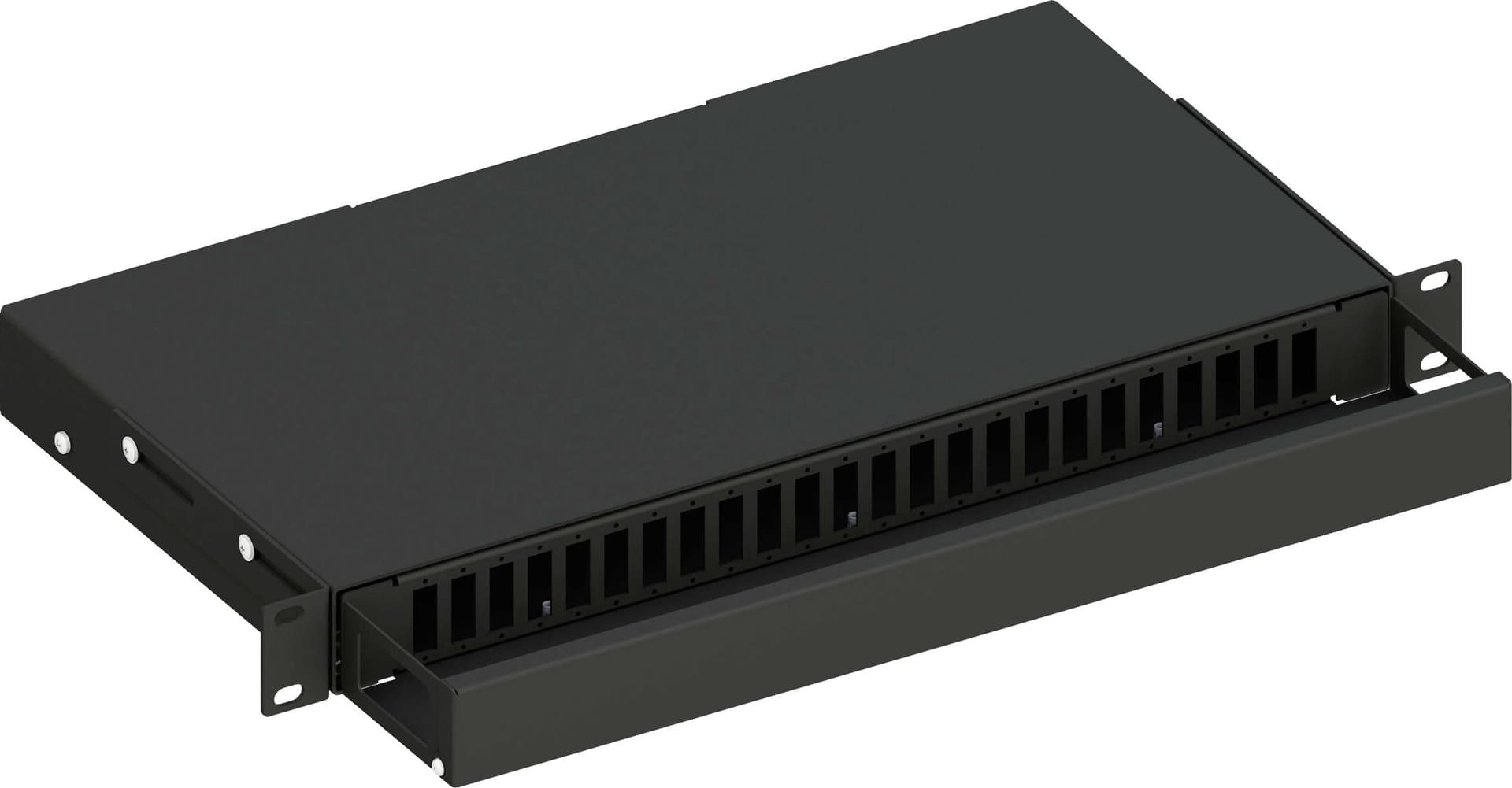 Cassetto Ottico 19'' Scorrevole con Piastra Frontale per 24 Bussole SC Duplex, Nero - 3