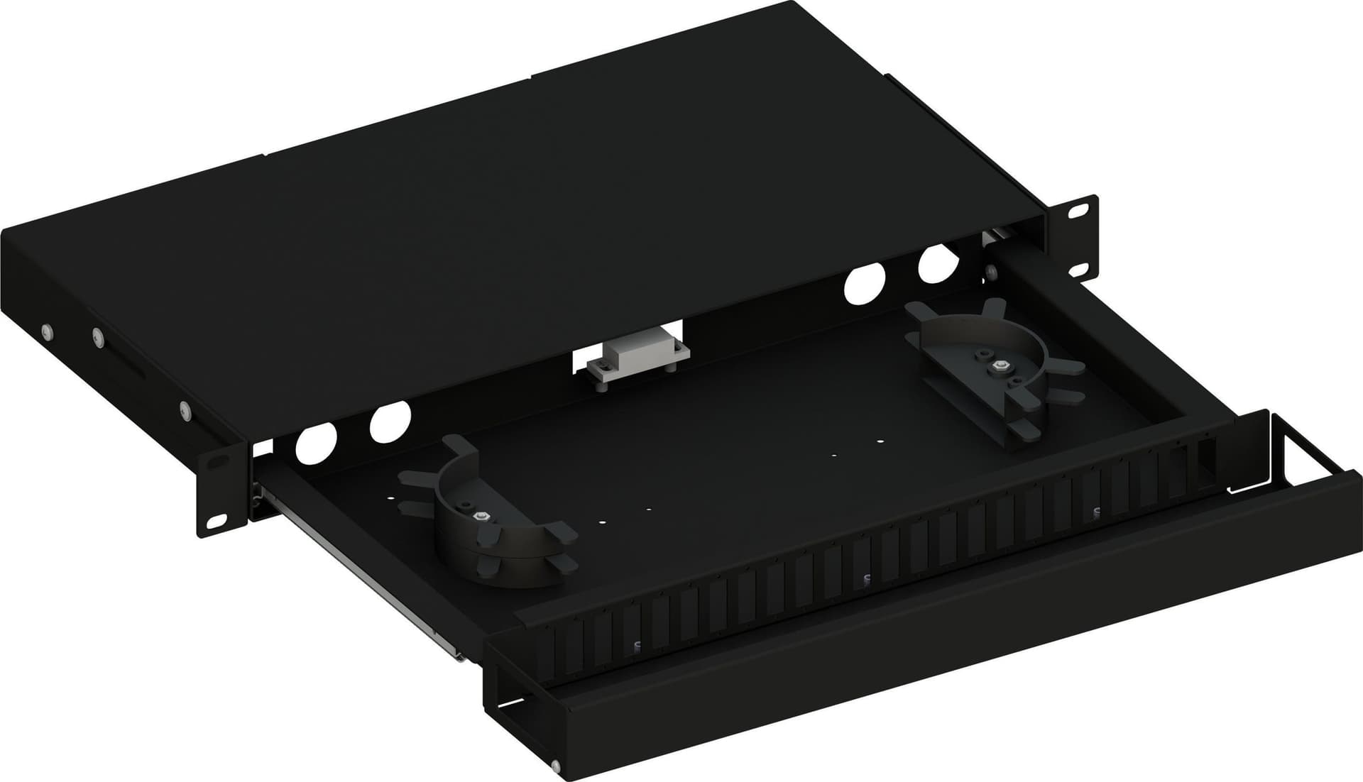 Cassetto Ottico 19'' Scorrevole con Piastra Frontale per 24 Bussole SC Duplex, Nero - 4