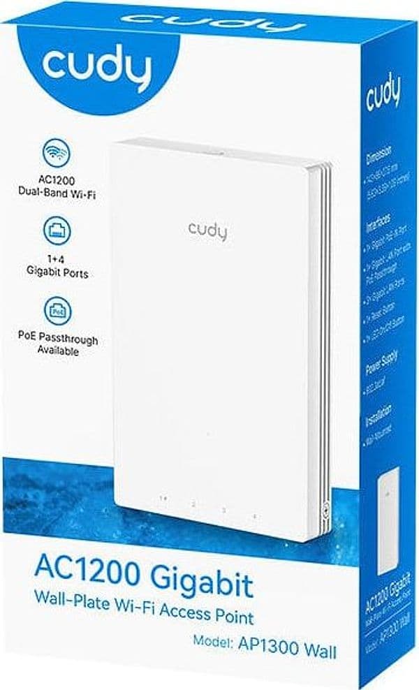 Punto di Accesso Wireless WiFi 5 Gigabit Dual Band AC1200 Poe con Supporto Mesh, a Muro, AP1300W - 2