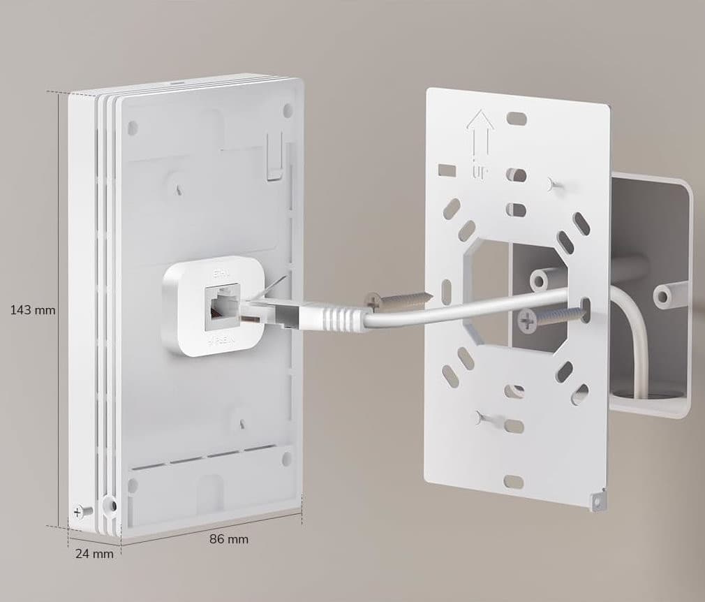 Punto di Accesso Wireless WiFi 5 Gigabit Dual Band AC1200 Poe con Supporto Mesh, a Muro, AP1300W - 11