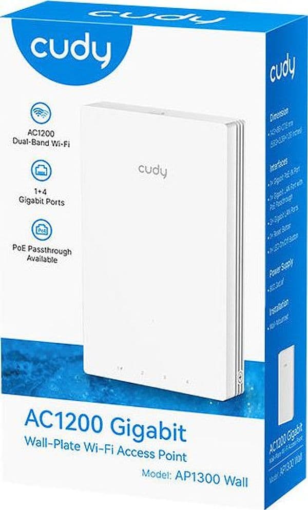 Punto di Accesso Wireless WiFi 5 Gigabit Dual Band AC1200 Poe con Supporto Mesh, a Muro, AP1300W - 12