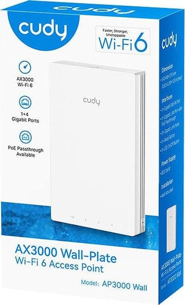 Punto di Accesso Wireless WiFi 6 Gigabit Dual Band AX3000 Poe con Supporto Mesh, a Muro, AP3000W - 2