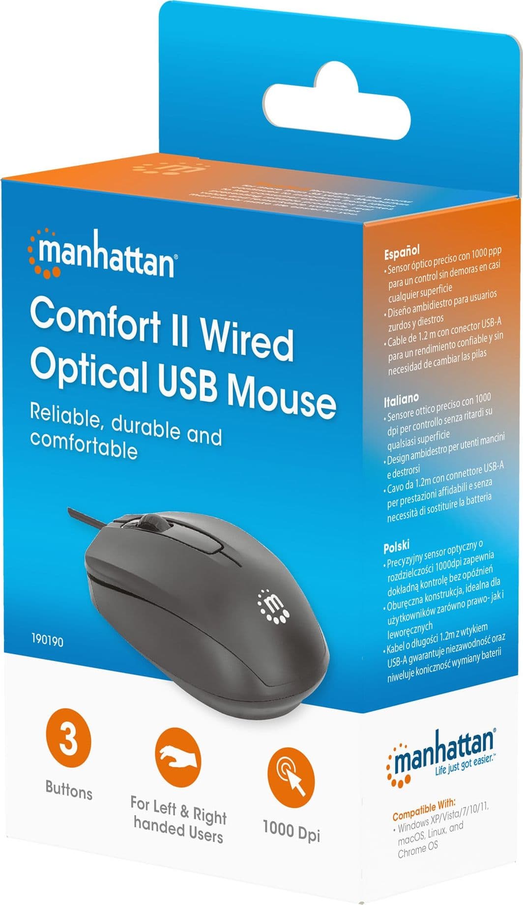 Mouse Ottico USB 1000 Dpi Nero, Confort II - 8