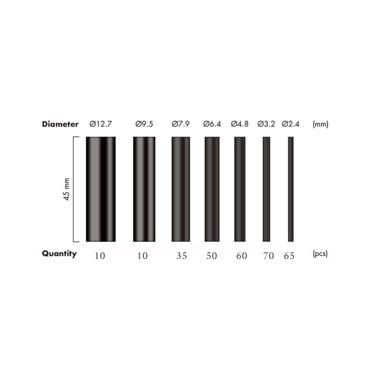Set 300 Tubi Neri Guaina Termorestringente per Isolamento Cavi - 9