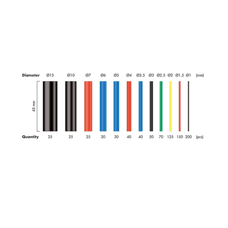 Set 800 Tubi Colorati Guaina Termorestringente per Isolamento Cavi - 9