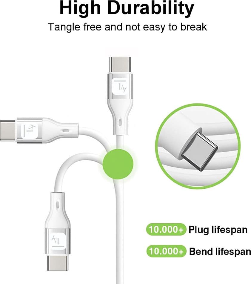Cavo USB-C&trade Maschio/Maschio USB 2.0 in Silicone 1m Bianco - 6