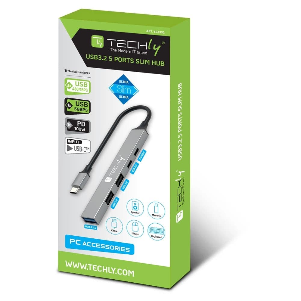 Hub USB 3.2 a 5 porte USB-A/USB-C&trade Slim in Metallo - 2