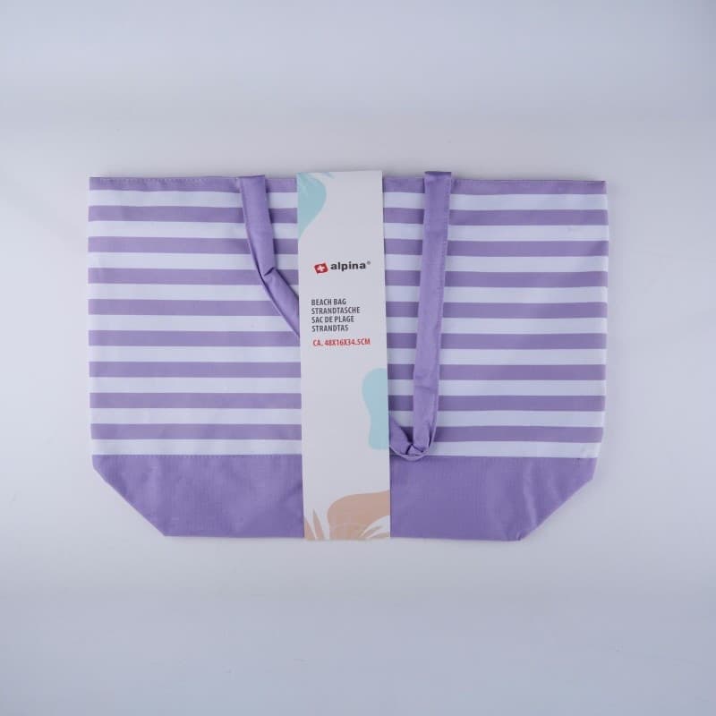 Alpina - Striped Beach Bag 49.3x16x34 cm (Purple / White) - 2