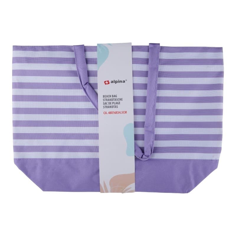 Alpina - Striped Beach Bag 49.3x16x34 cm (Purple / White) - 4