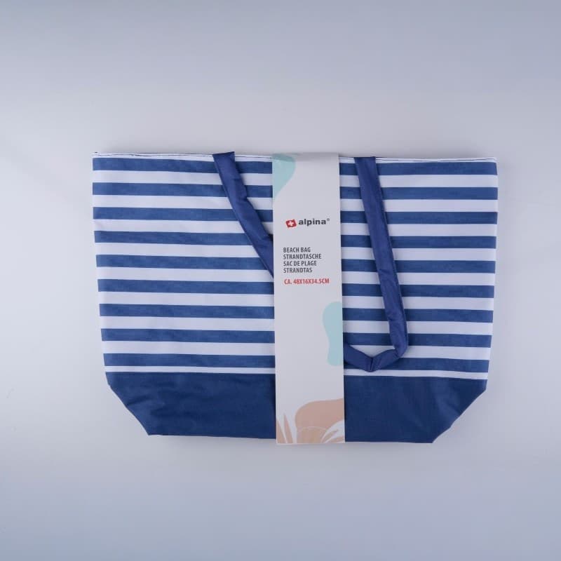 Alpina - Striped Beach Bag 49.3x16x34 cm (Navy / White) - 2