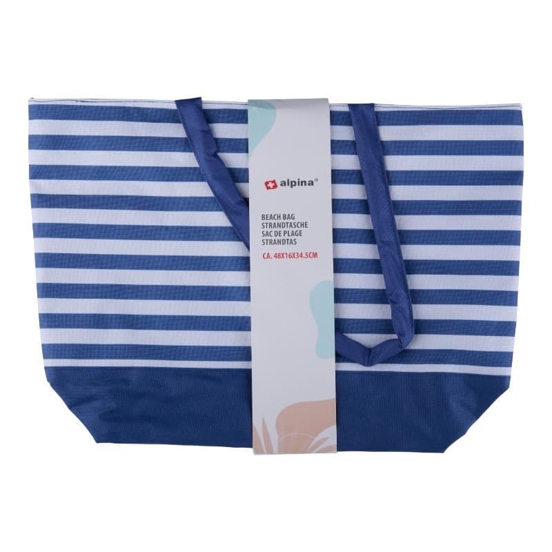Alpina - Striped Beach Bag 49.3x16x34 cm (Navy / White) - 4