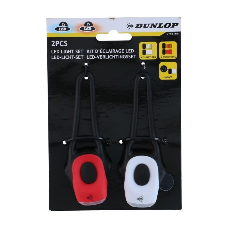 Dunlop - Set of Silicone Bicycle Lights Front and Rear LED - 4