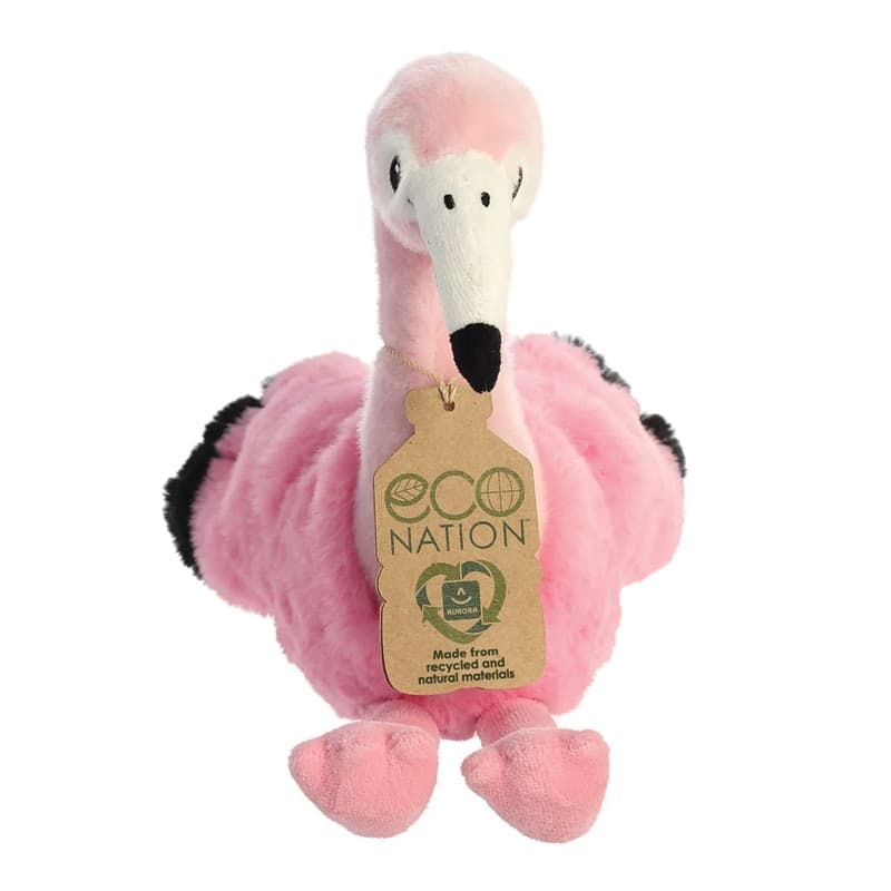 Eco Nation – Plush Toy / Cuddly Sitting Flamingo 27 cm Eco-Friendly - 2
