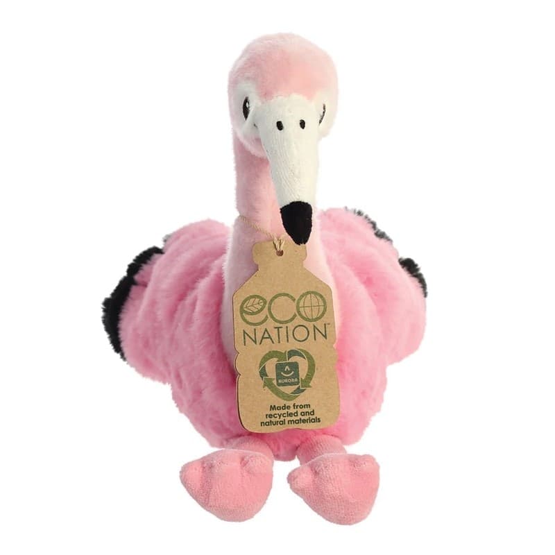 Eco Nation – Plush Toy / Cuddly Sitting Flamingo 27 cm Eco-Friendly - 12