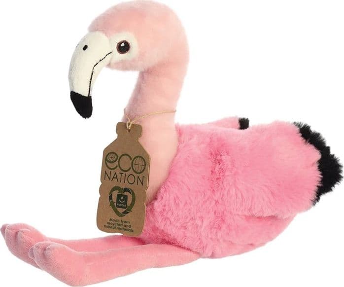 Eco Nation – Plush Toy / Cuddly Sitting Flamingo 27 cm Eco-Friendly - 13