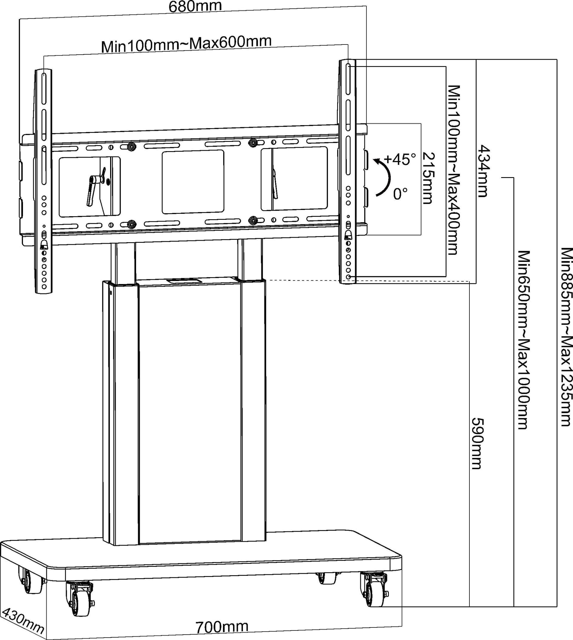 Trolley da Pavimento con Mensola per TV LCD/LED/Plasma 32-70'' - 9