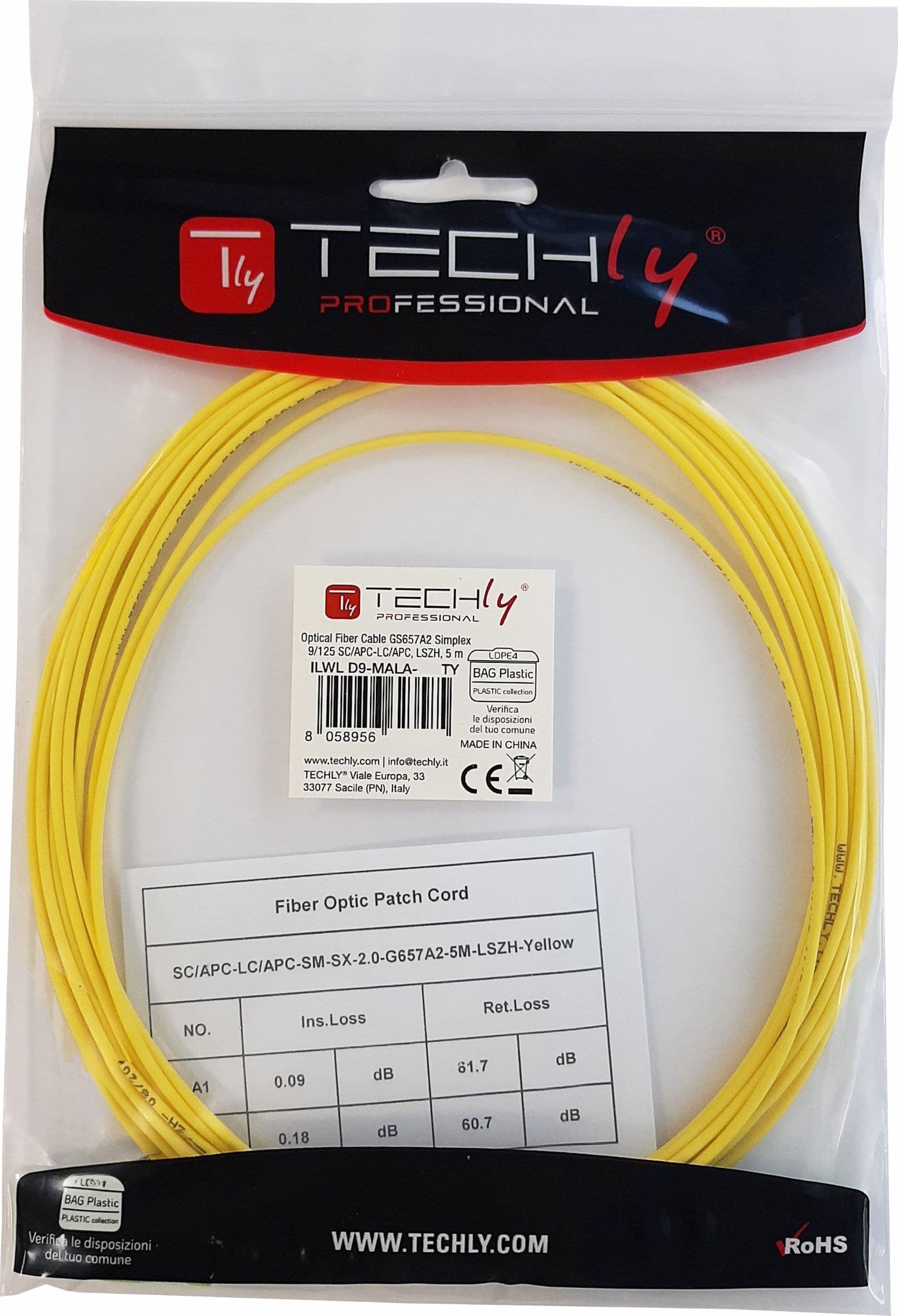 Cavo Fibra Ottica Monomodale OS2 SC/APC LC/APC 9/125 3 m - 10