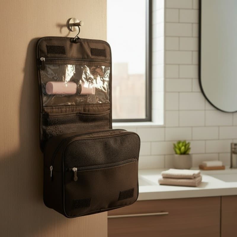 Dunlop – Travel Toiletry Bag with Hanging Hook 25x20x10 cm (Black) - 11