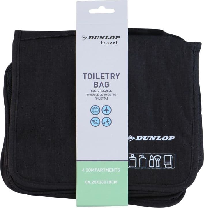 Dunlop – Travel Toiletry Bag with Hanging Hook 25x20x10 cm (Black) - 3