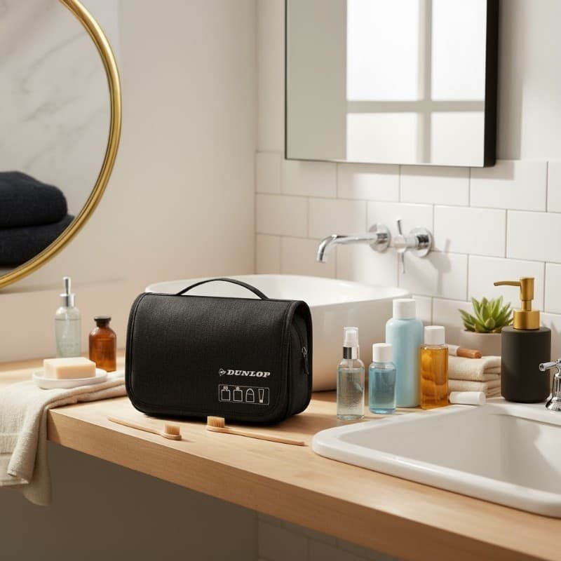 Dunlop – Travel Toiletry Bag with Hanging Hook 25x20x10 cm (Black) - 10