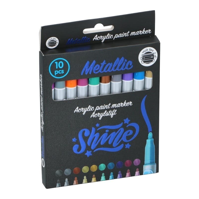 Craft - Set of metallic markers / acrylic pens 10 pcs - 2
