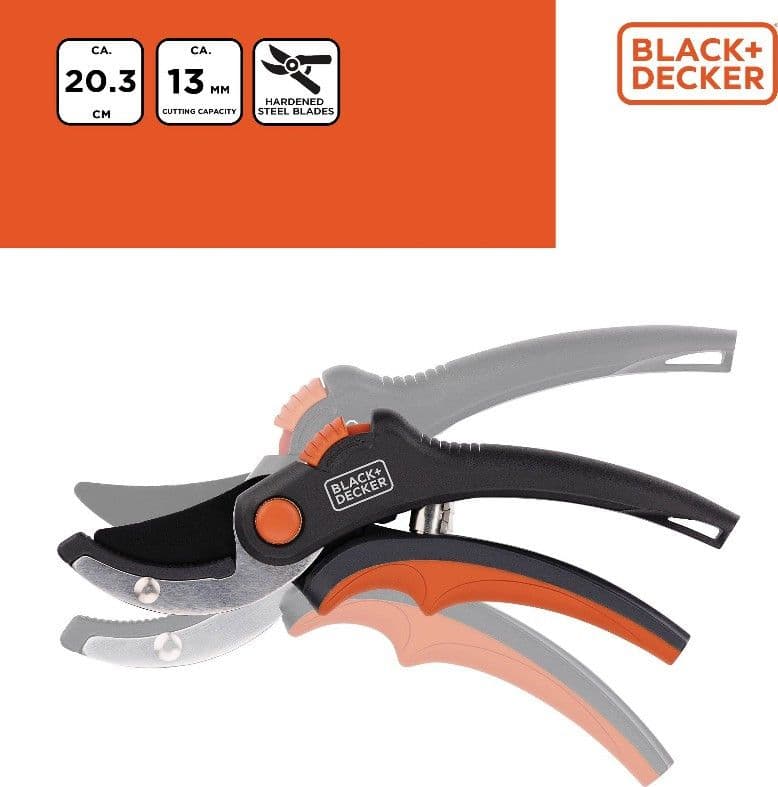 Black&Decker - Garden Shears for Flowers / Hedges with Hardened Steel Blade - 8