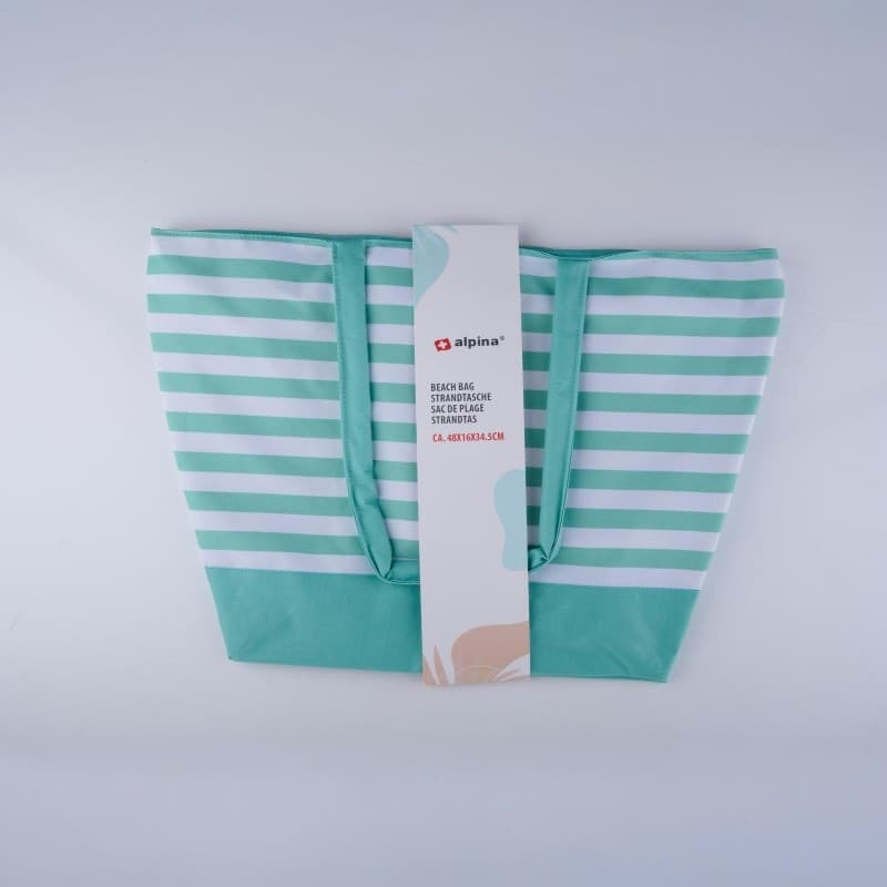 Alpina - Striped Beach Bag 49.3x16x34 cm (Turquoise / White) - 2
