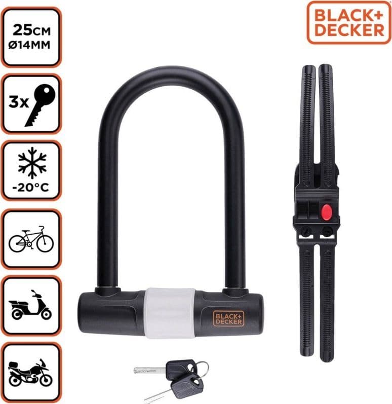 Black&Decker - Bicycle Lock / U-Lock 14x25 cm - 8