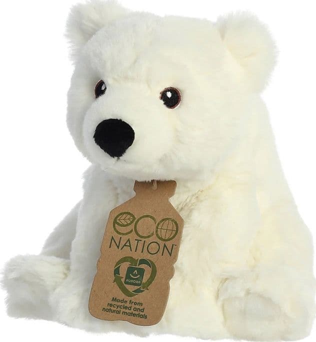Eco Nation – Plush Toy / Cuddly Sitting Polar Bear 19 cm Eco-Friendly - 3