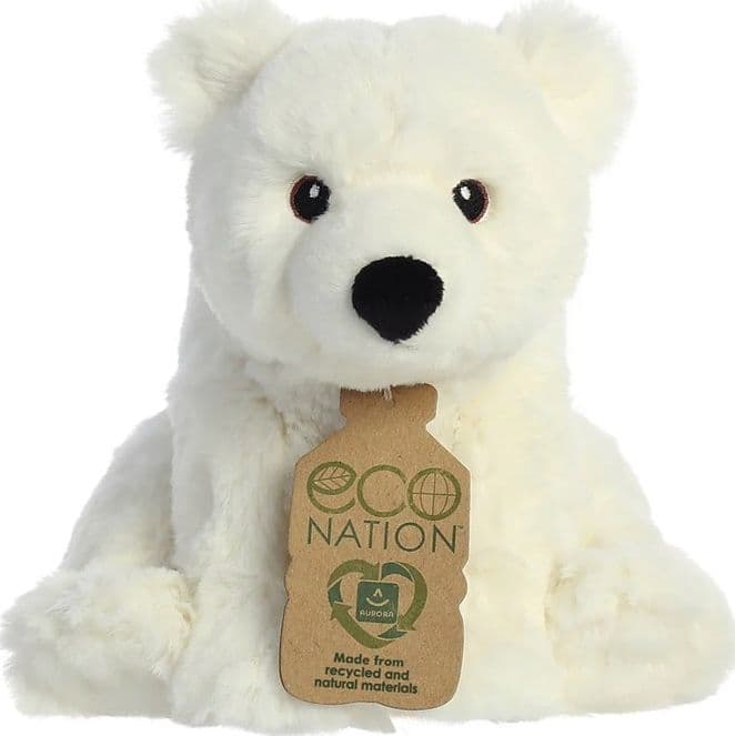 Eco Nation – Plush Toy / Cuddly Sitting Polar Bear 19 cm Eco-Friendly - 9