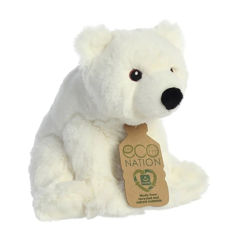 Eco Nation – Plush Toy / Cuddly Sitting Polar Bear 19 cm Eco-Friendly - 10