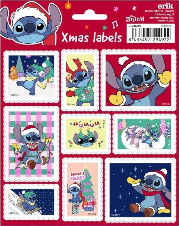 Disney Stitch - Set di 18 adesivi natalizi autoadesivi - 2