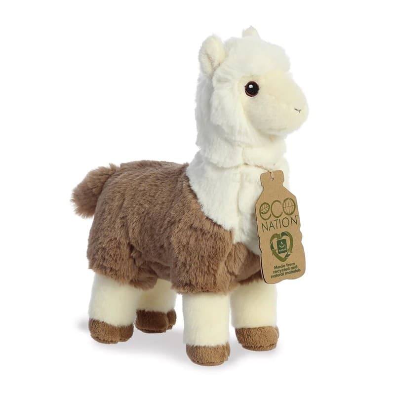 Eco Nation – Plush Toy / Cuddly White-Brown Alpaca 24 cm Eco-Friendly - 8