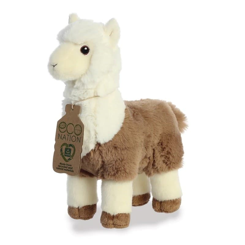 Eco Nation – Plush Toy / Cuddly White-Brown Alpaca 24 cm Eco-Friendly - 9