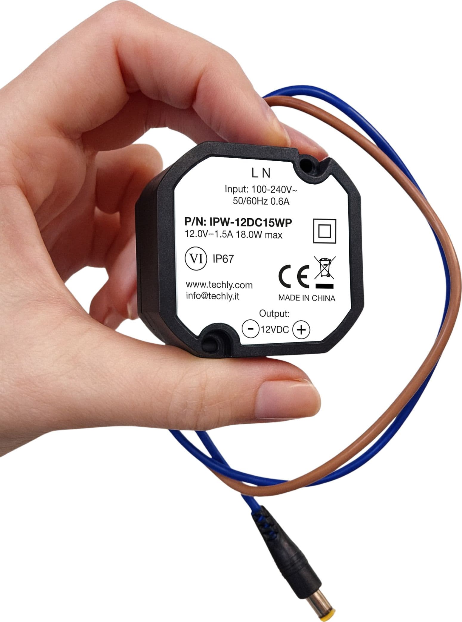 Alimentatore Impermeabile IP67 12 V / 1,5 A, 18 W Plug 5.5 x 2.1 mm Nero - 4